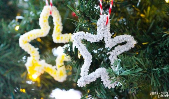 star ornaments with borax crystals