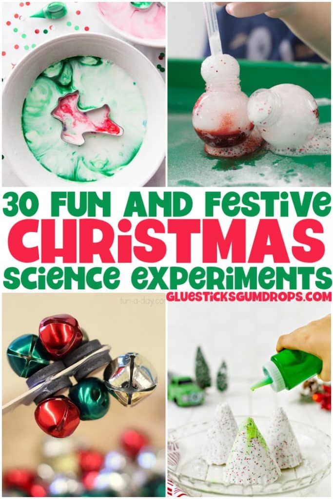 collage of christmas science experiments for kids