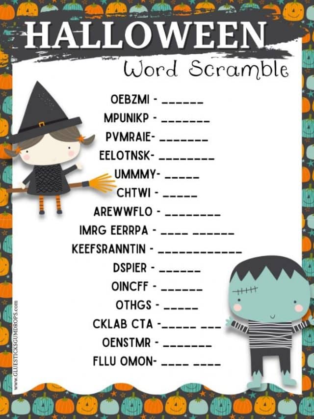 Free Printable Halloween Word Scramble for Kids