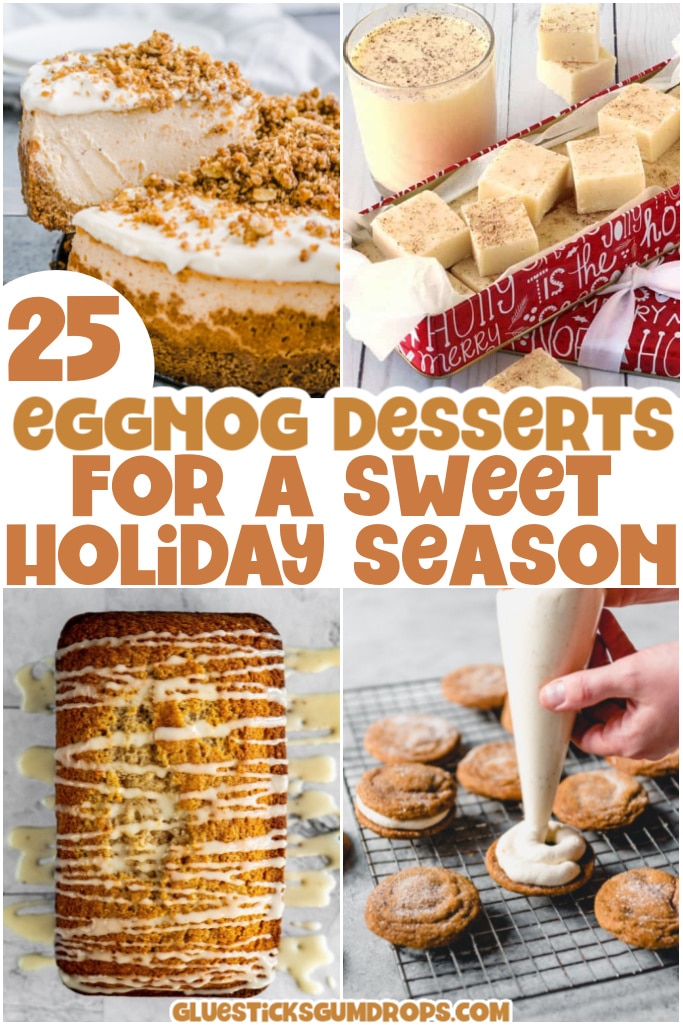 collage of eggnog dessert recipes