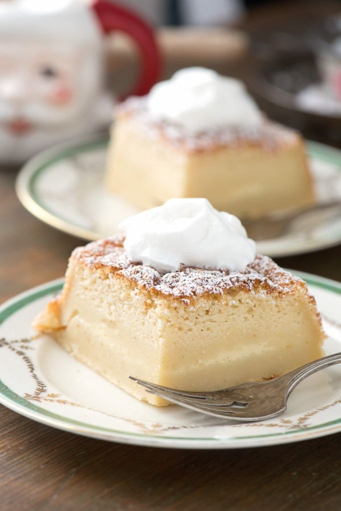 eggnog magic cake - a cake with three layers from one batter