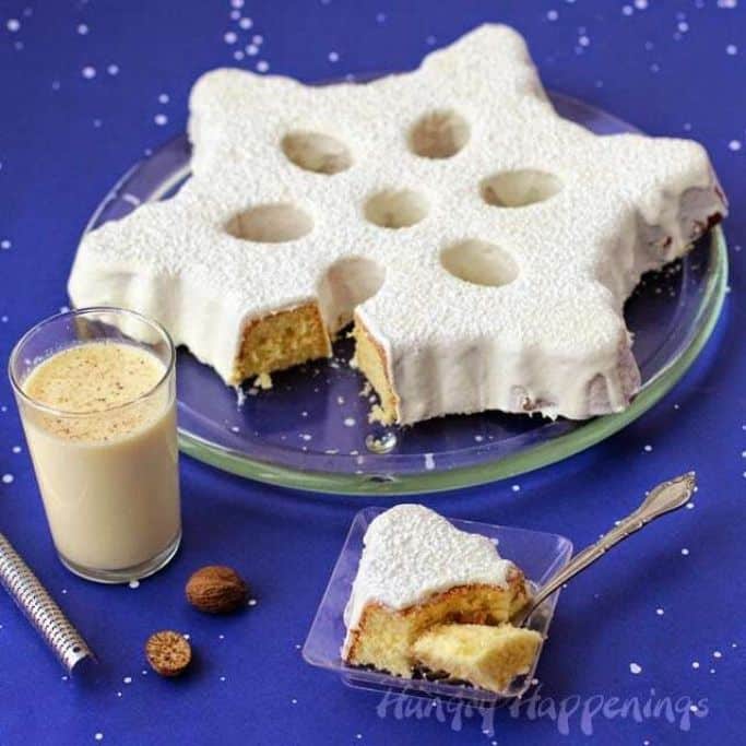 eggnog snowflake cake for christmas