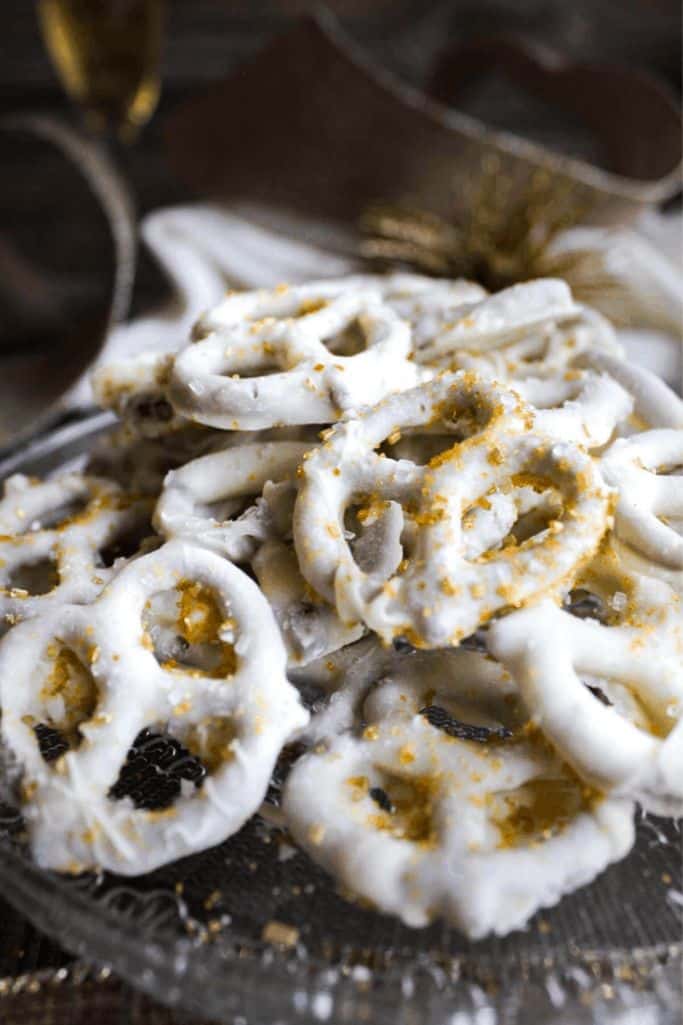 eggnog white choc covered pretzels