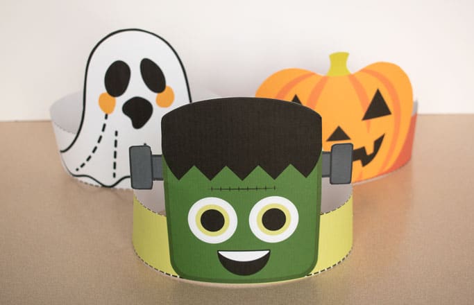 cute halloween headbands for kids - Frankenstein, ghost, and jack-o-lantern
