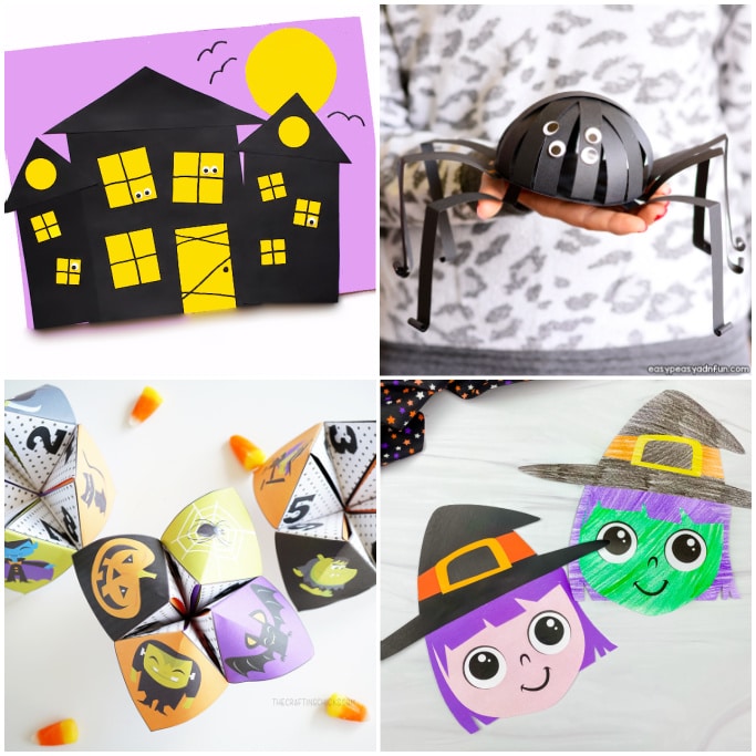 collage of paper crafts for Halloween