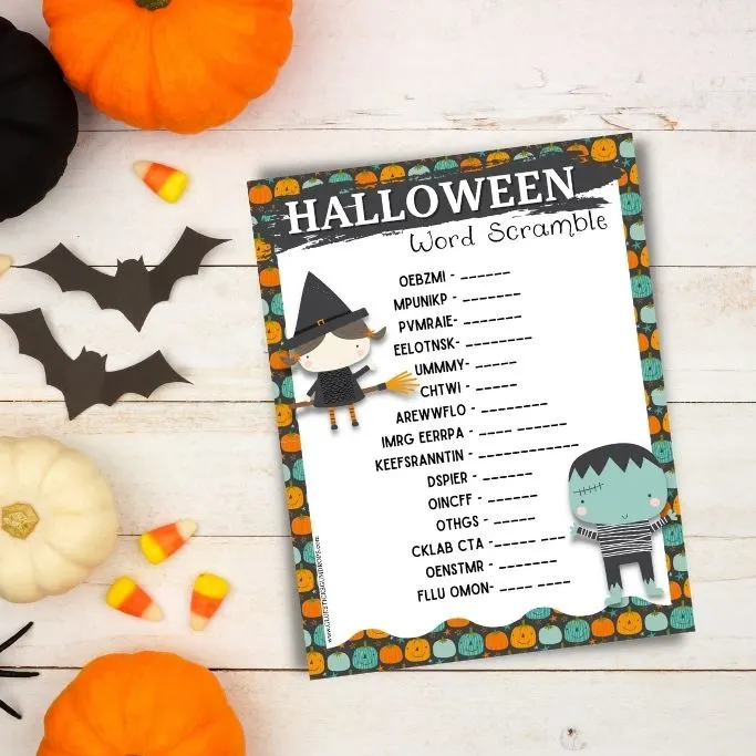 halloween word scramble for kids