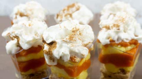 mini pumpkin cheesecake trifles in dessert cups