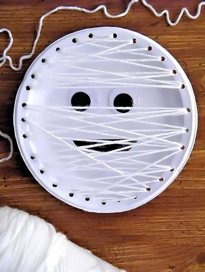 Mummy Paper Plate: Halloween Craft for Kids - Happiness is Homemade