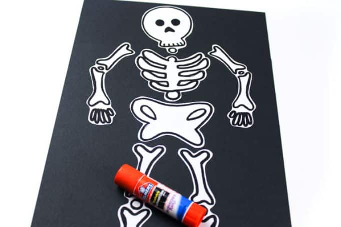 cut and paste skeleton craft by simple everyday mom