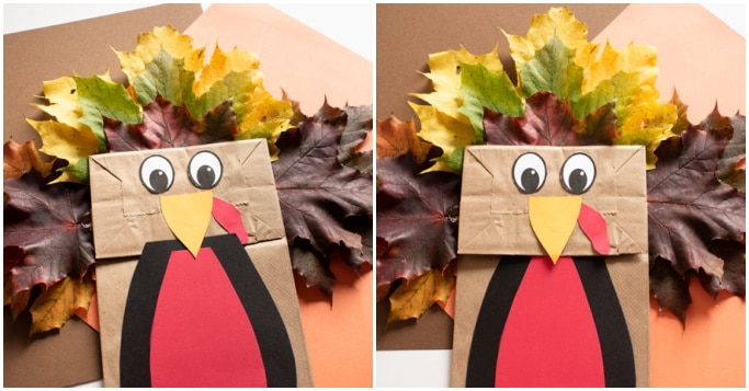 Easy Turkey Paper Bag Puppet Thanksgiving Craft