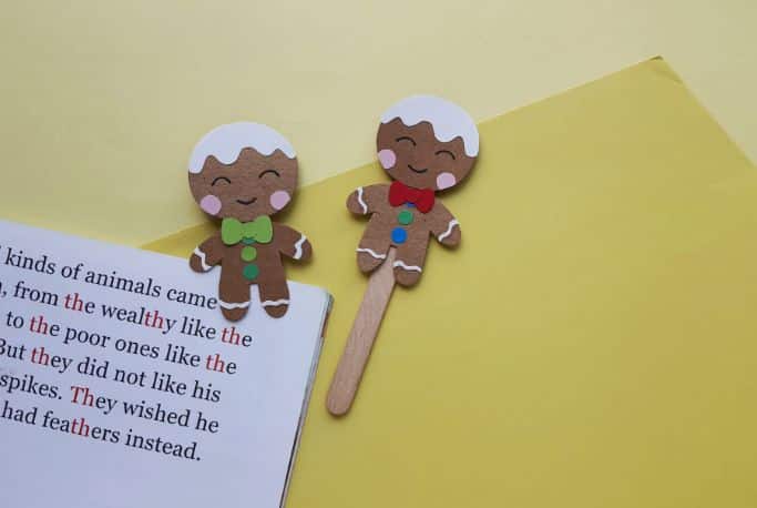 off-center picture of the gingerbread man bookmark craft