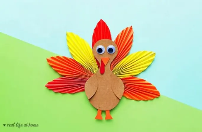 folded paper turkey by Real Life at Home
