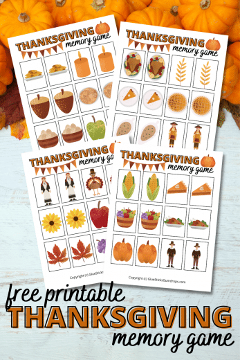 Thanksgiving Matching Game Free Printable - Glue Sticks and Gumdrops