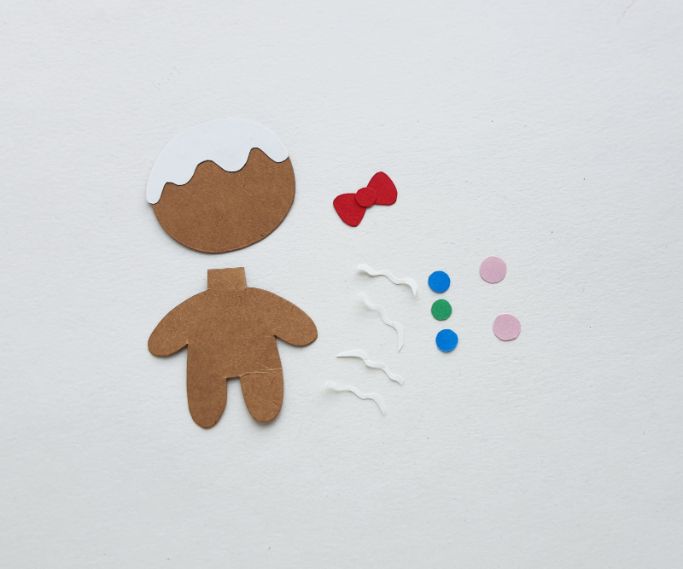 frosting glued to head of gingerbread man craft