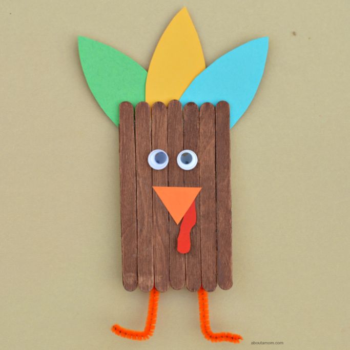 popsicle stick turkey by About a Mom