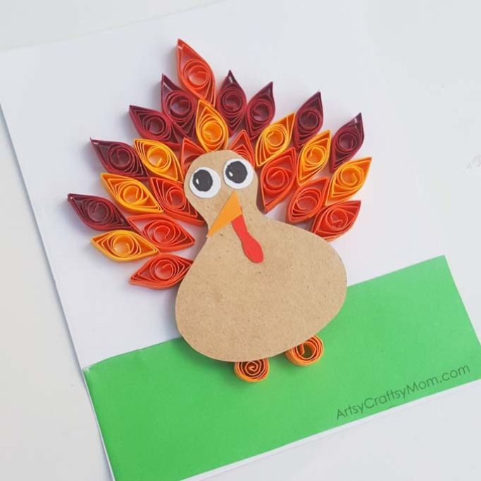 quilled paper turkey by Artsy Craftsy Mom