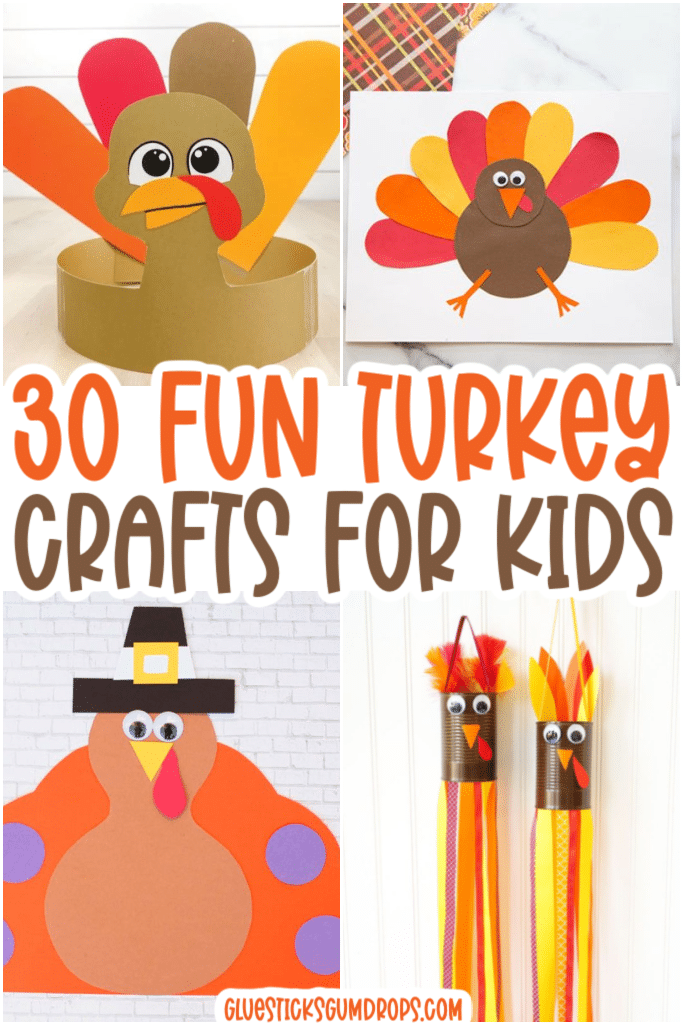 pin collage of turkey craft ideas