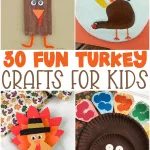 pinterest collage of 4 turkey crafts