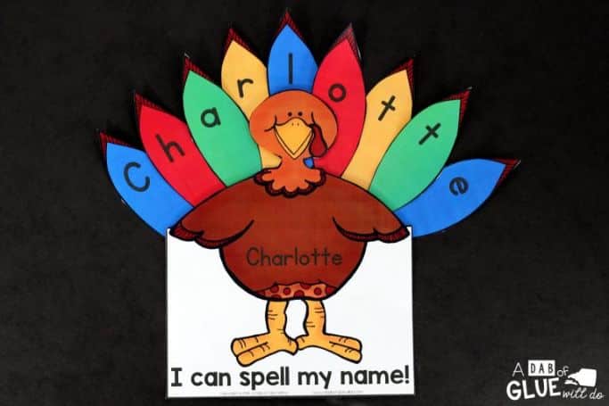 turkey names craft by A Dab of Glue Will Do