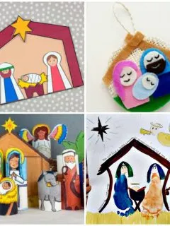 collage of 4 nativity crafts