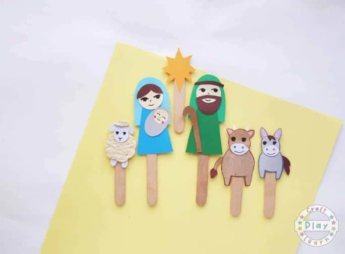 nativity craft stick puppets