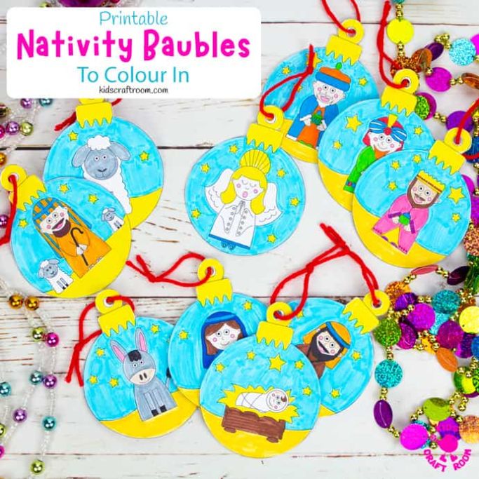 colorable nativity ornaments