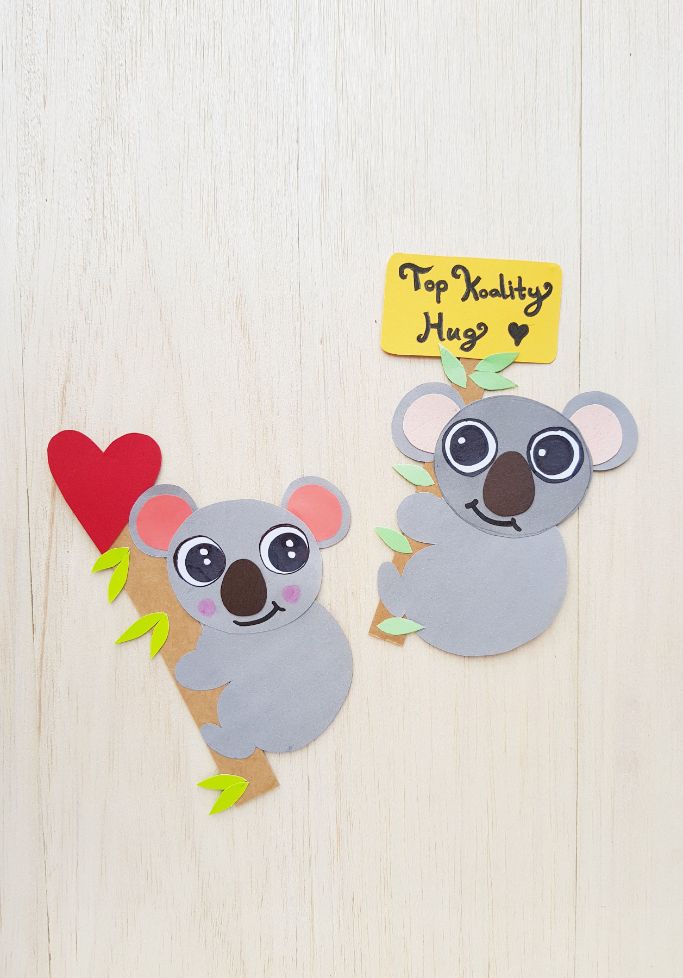 cute koala paper craft for Valentine's Day
