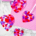 heart Valentine's Day suncatchers from melted beads