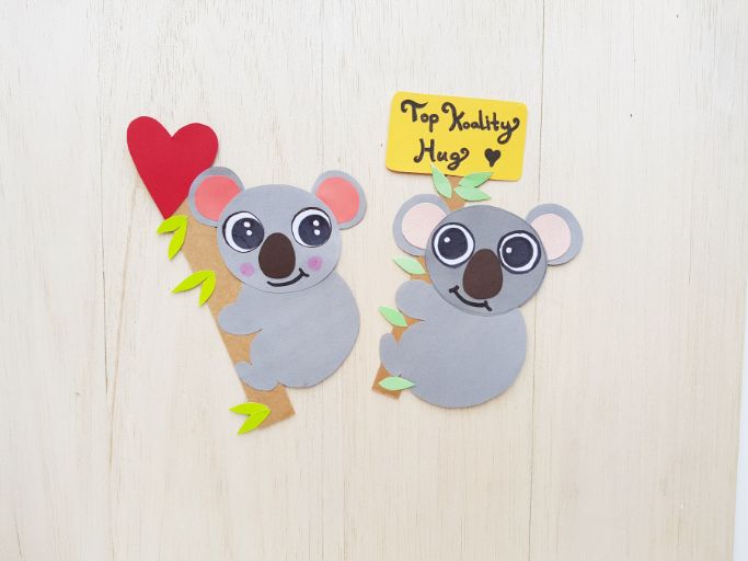 two paper koalas - a Valentine's Day craft for kids