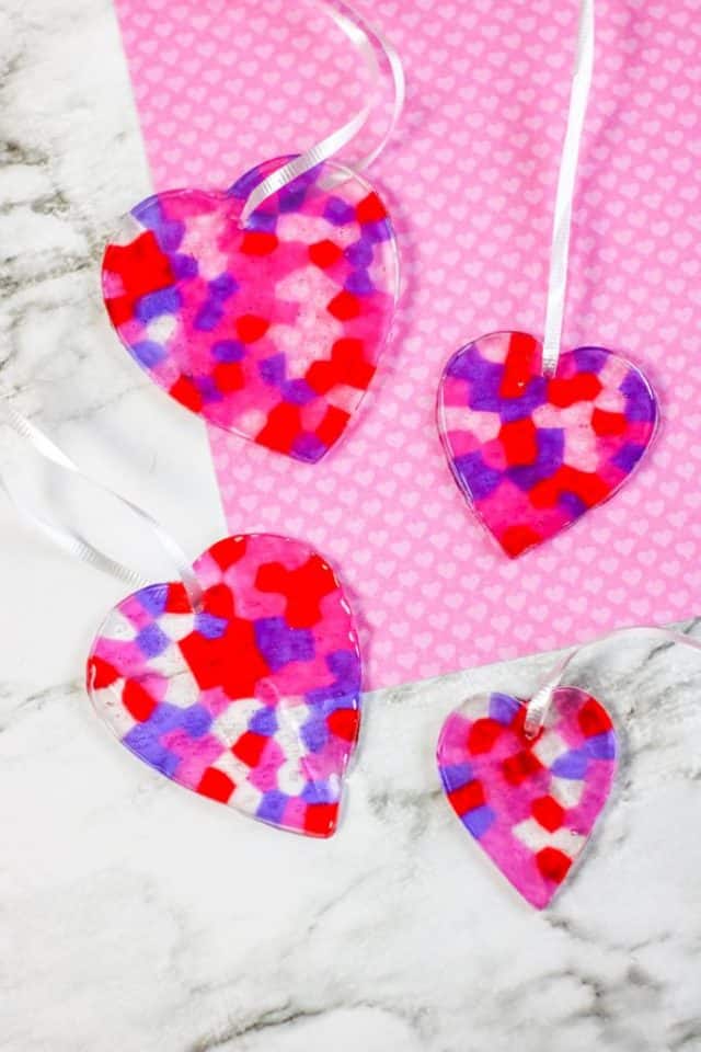 Heart Valentine Suncatchers with Melted Beads