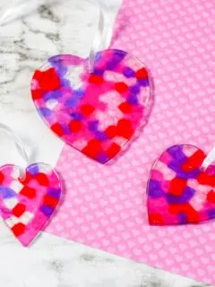 heart suncatcher craft Valentine's Day