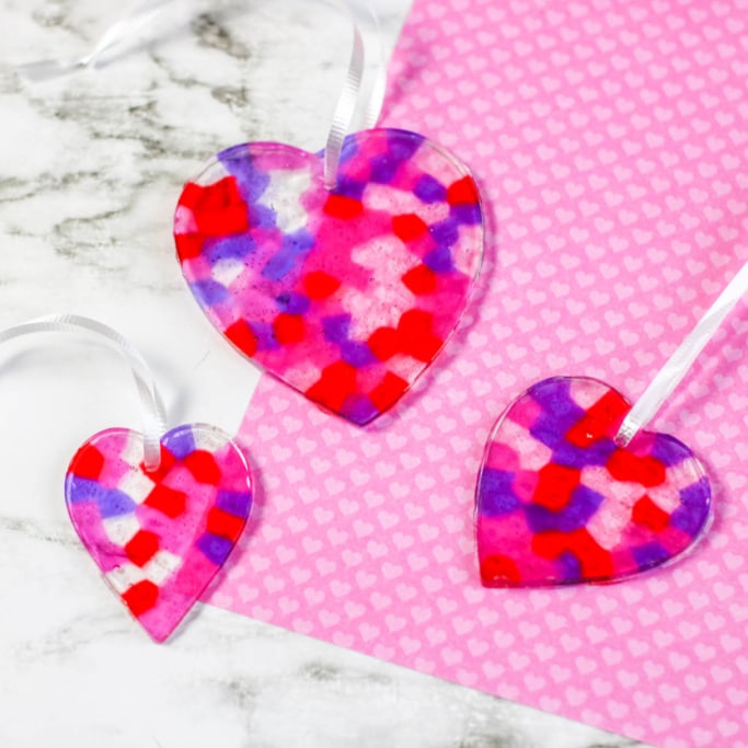 heart suncatcher craft Valentine's Day