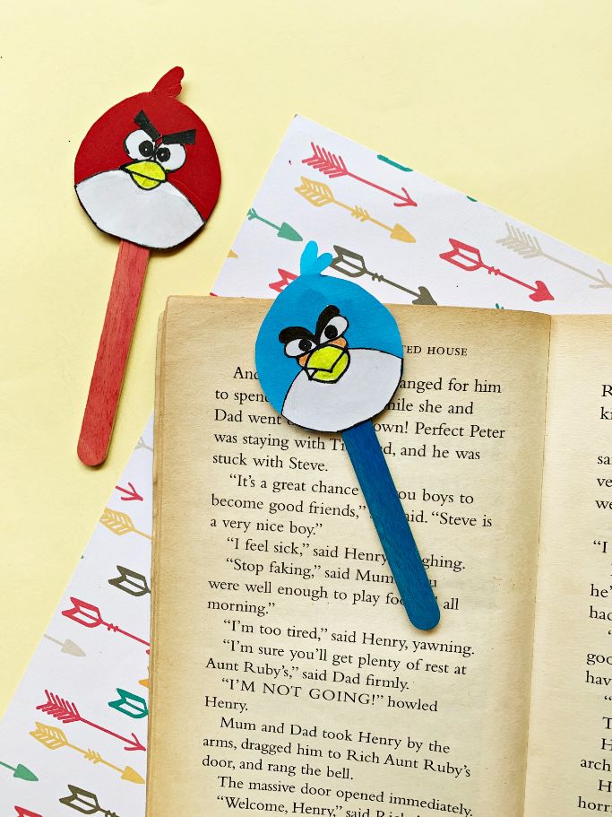Blue and Red Angry Birds Bookmark Craft