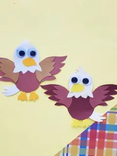 square image of 2 bald eagle paper crafts