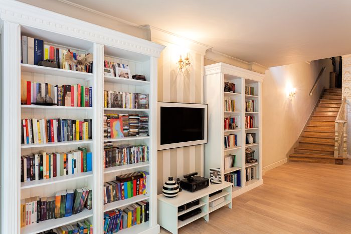 bookshelves in a home