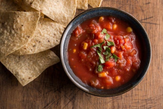 chunky salsa with tortilla chips