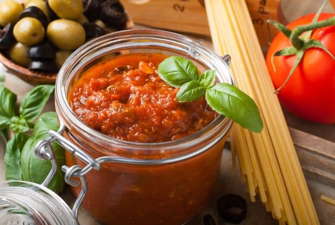 open jar of homemade salsa