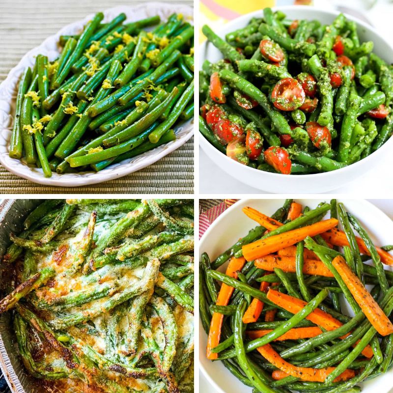 collage of low carb green bean recipes
