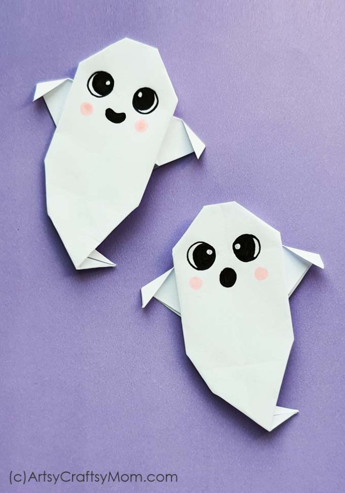 folded paper origami ghost