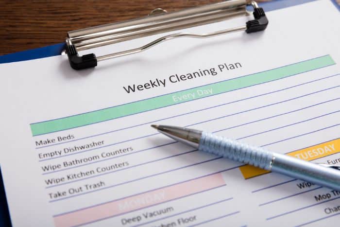 weekly cleaning plan
