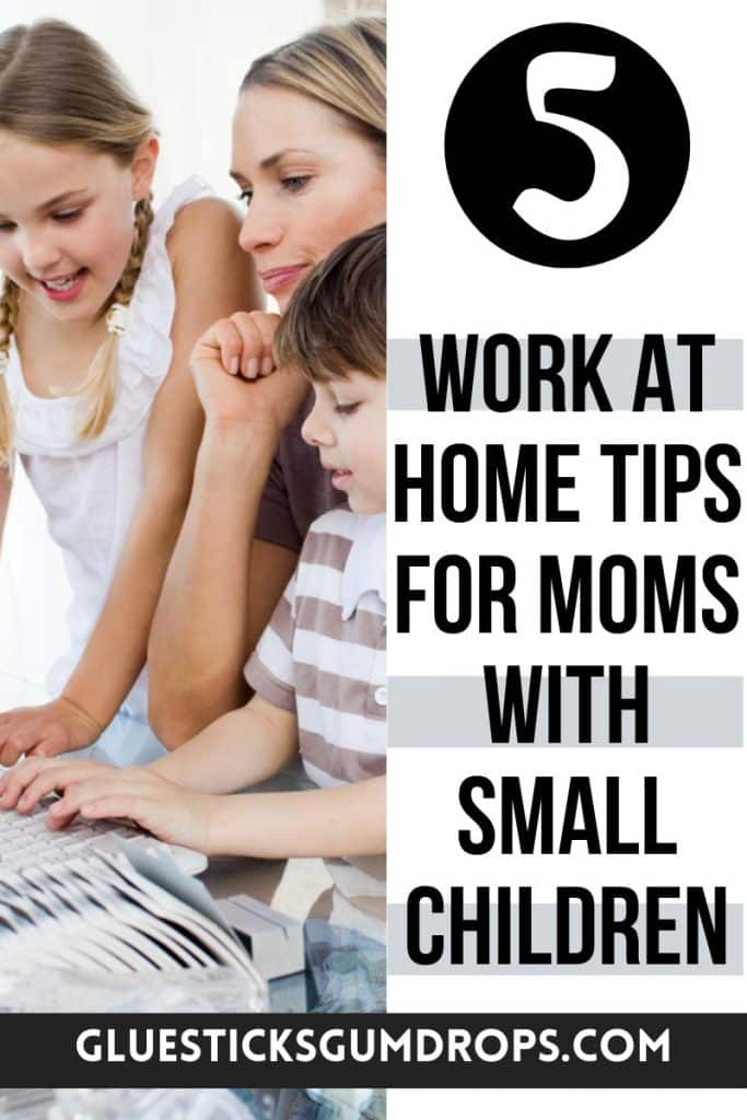 a mom at a computer with her kids looking on - pinterest image with text overlay