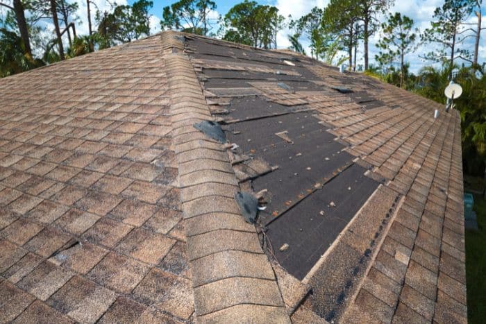 shingles missing on roof after a hurricane