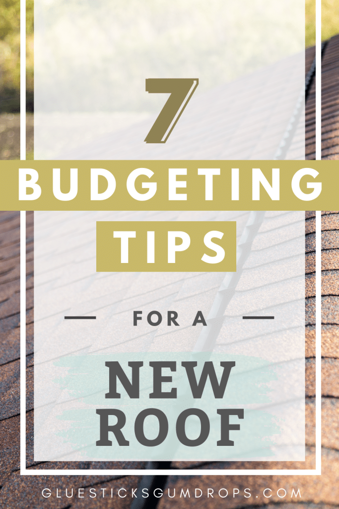 image of shingled roof with text overlay about budgeting for a new roof