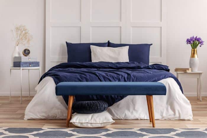 blue tones in bedroom