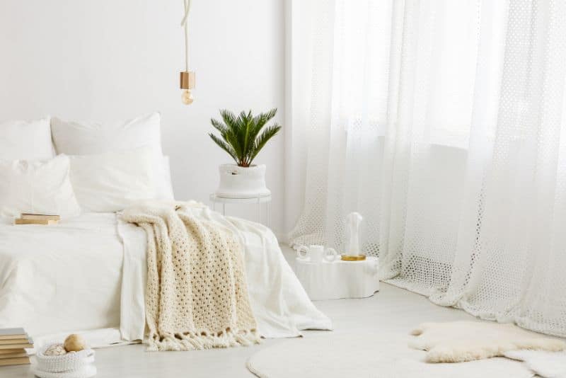 bedroom decorated in white