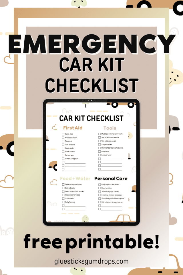 Printable Car Emergency Kit Checklist for Families