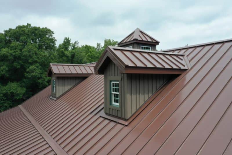 brown metal roof on house