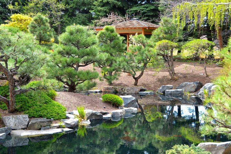 zen garden with gazebo