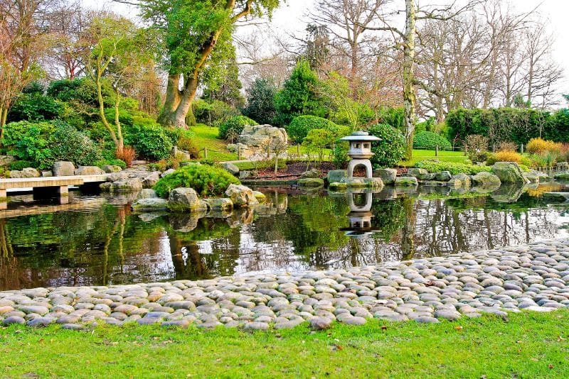 zen garden with pond