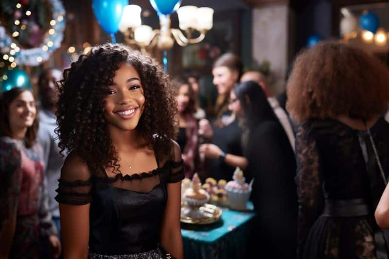 smiling teenage girl at her 16th birthday party